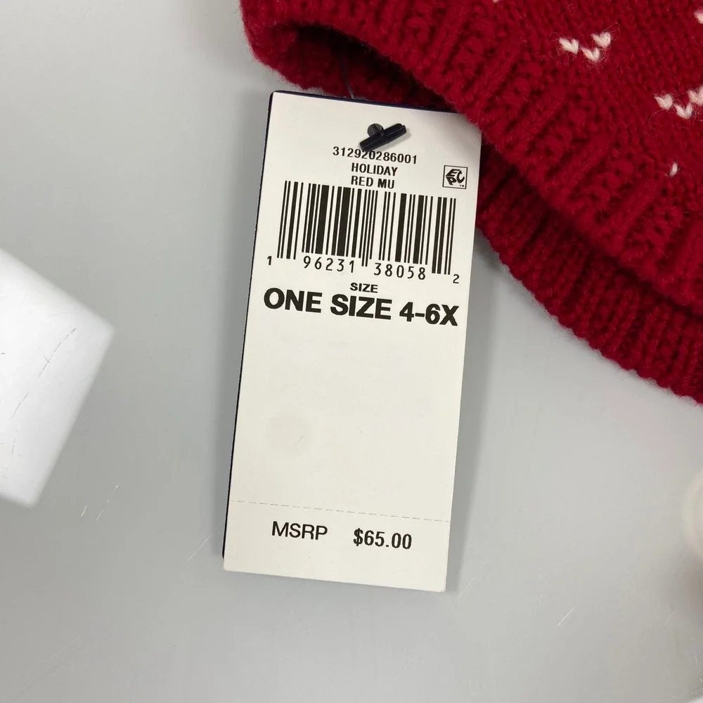 Polo Ralph Lauren Kids 4-6X Red‎ Fair Isle Earflap Hat NWT Reindeer Fleece Lined